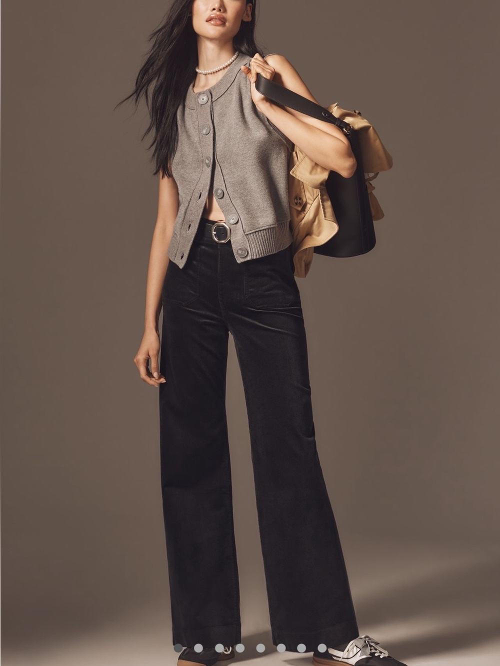 Anthropologie Colette Pants Maeve Wide Leg Full Length Corduroy New 26 Black